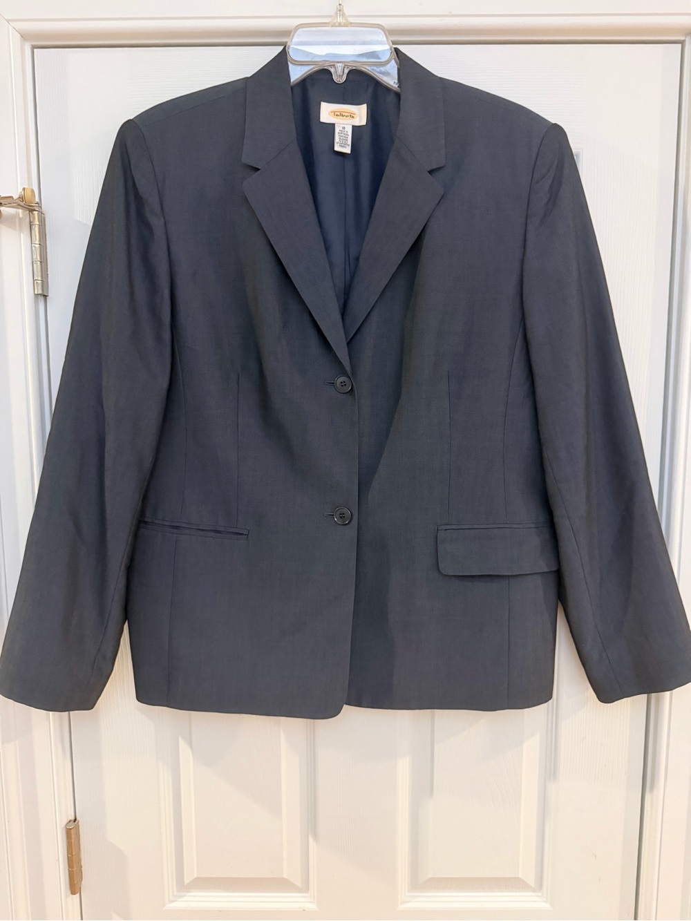 Ladies Size 16 "Talbots" Dark Grey Two-Button Women's Blazer GUC